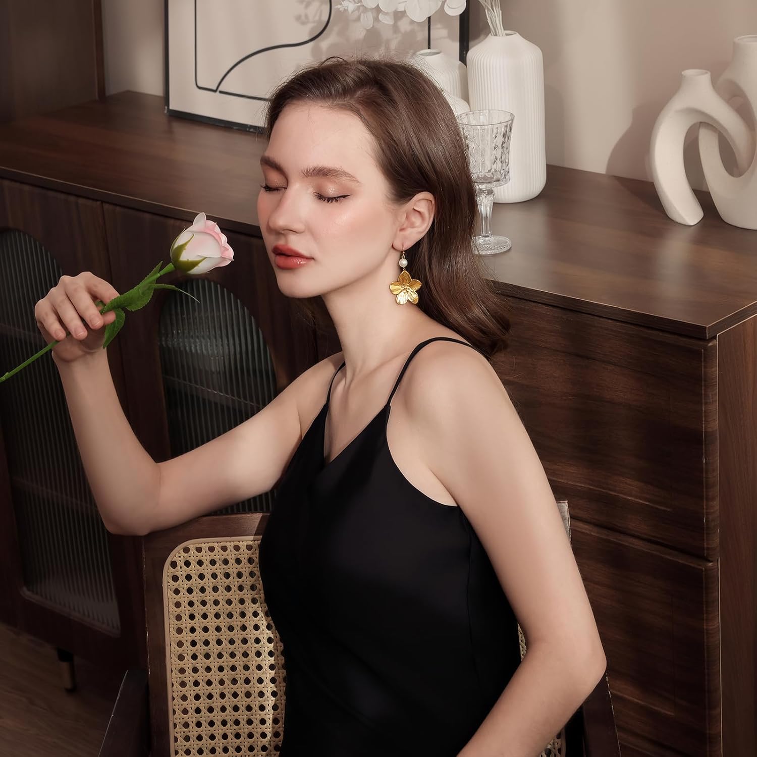 Hpoewre Gold Flower Statement Earrings for Women, Large Chunky Bohomian Summer Beach Floral Earring, Irregular Bold Exaggerated Earrings - Image 8