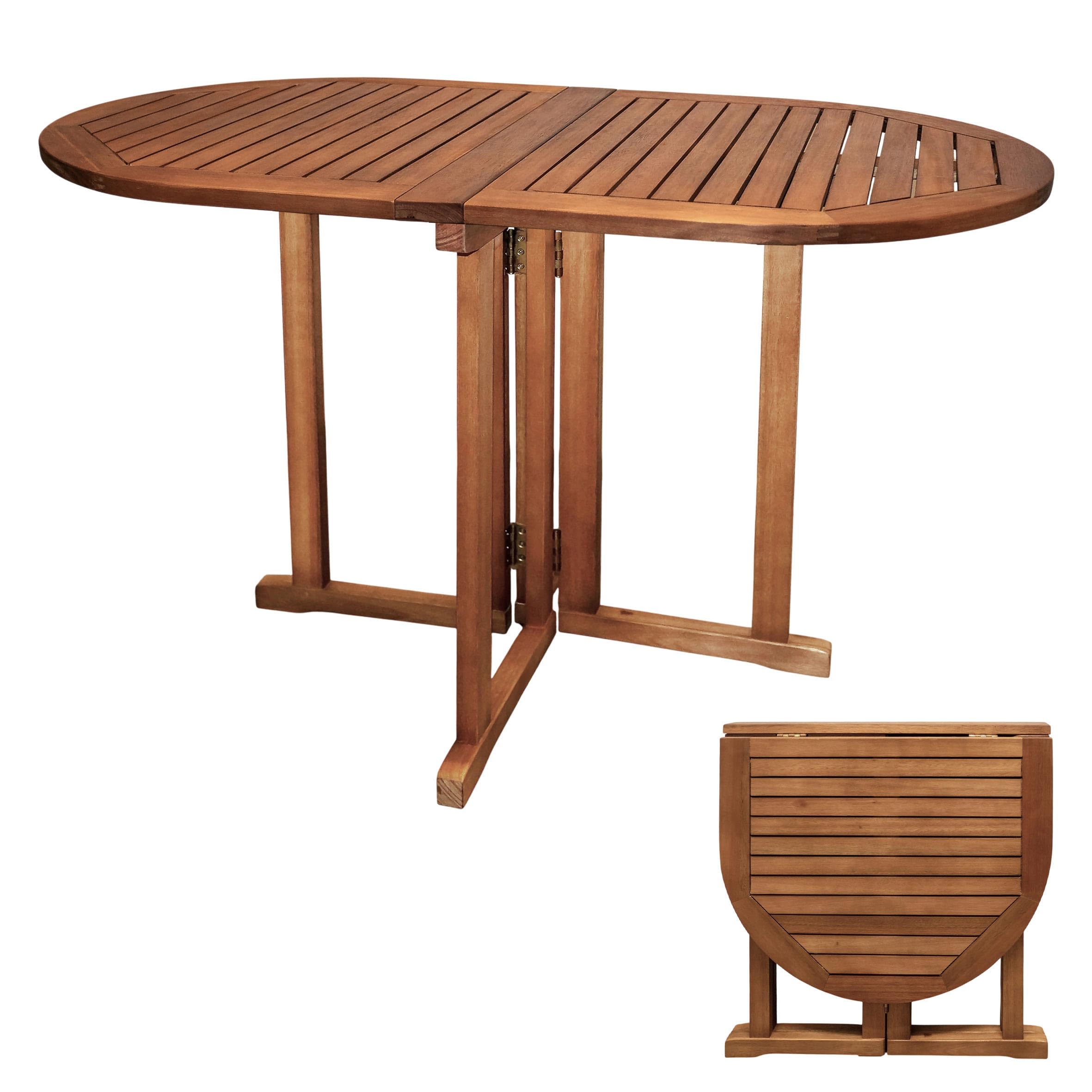 Spetebo Tavolo da giardino ovale in legno di eucalipto - 120x70x73 cm - pieghevole per birra Bistrot balcone oliato