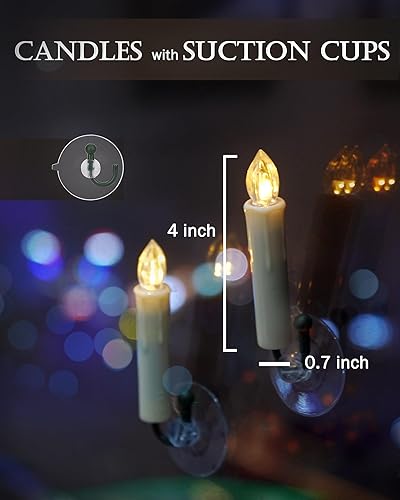 Miniatura 3 de FPOO 10 velas con clip para árbol de Navidad, velas pequeñas que funcionan con pilas con temporizador remoto, velas cónicas parpadeantes con