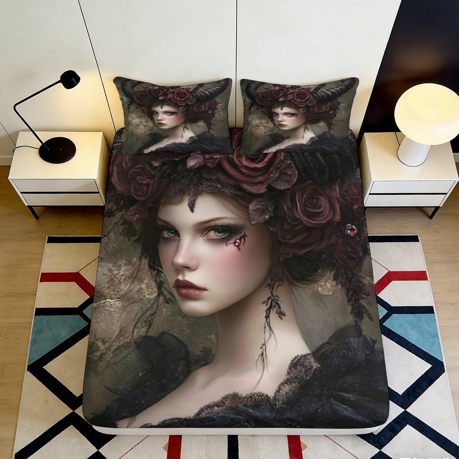 3D Printed fantasy warrior fitted sheet, soft touch microfiber, wrinkle resistant, decorative bed cover for home bedroom or guest room bedding, easy care, stylish accent, 118 chars 90x200x25cm
