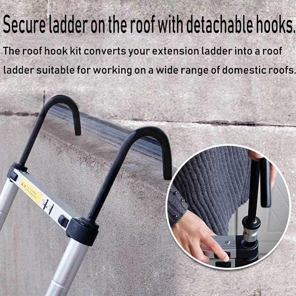 Telesladders,Engineetelesladders 6.6-20Ft Multi-Purpose Aluminumcopiladder with Hooks Heavy Duty Extension Ladder for/a/5.2M/17Ft