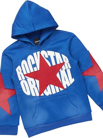 ROCKSTAR ORIGINAL Boys States 2.0 Royal/Red Stacked Hoodie Track Set
