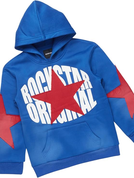 ROCKSTAR ORIGINAL Boys States 2.0 Royal/Red Stacked Hoodie Track Set