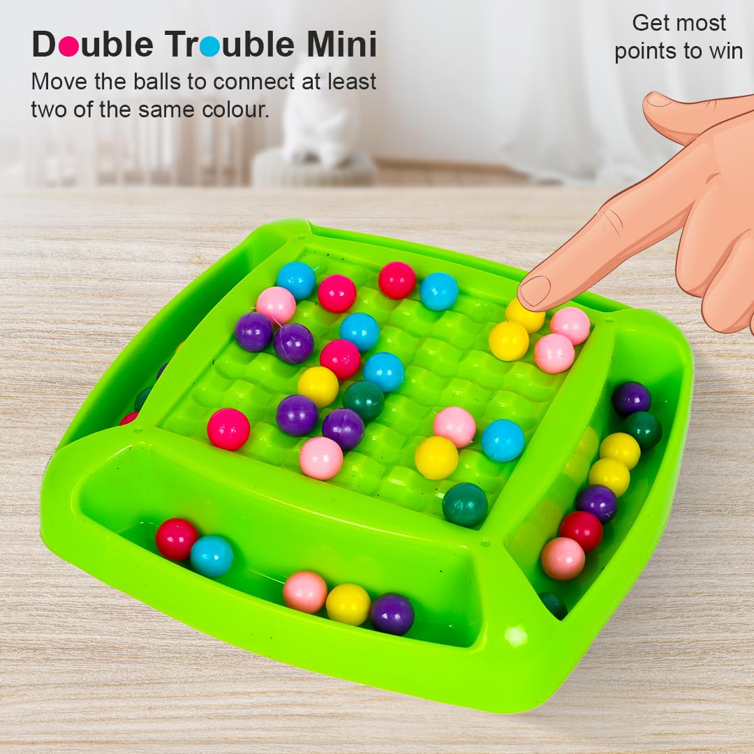 RATNA'S Double Trouble Mini Rainbow Ball Game, 48 Colourful Balls, 6 Colours, Ages 5+, Board Game, Travel & Pocket Game for 2-4 Players - Image 3 thumbnail