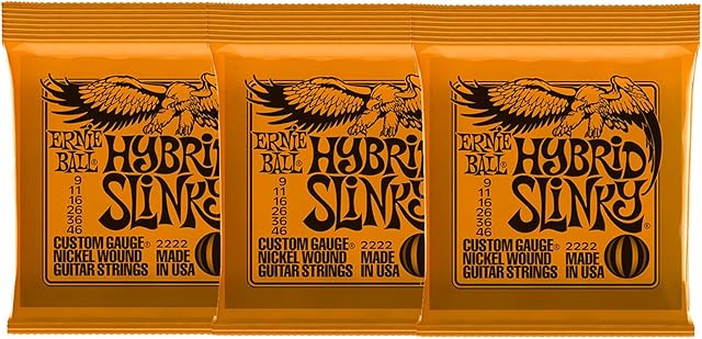 Ernie Ball 2222 Nickel Hybrid Slinky Orange Electric Guitar Strings 3 Pack (S...