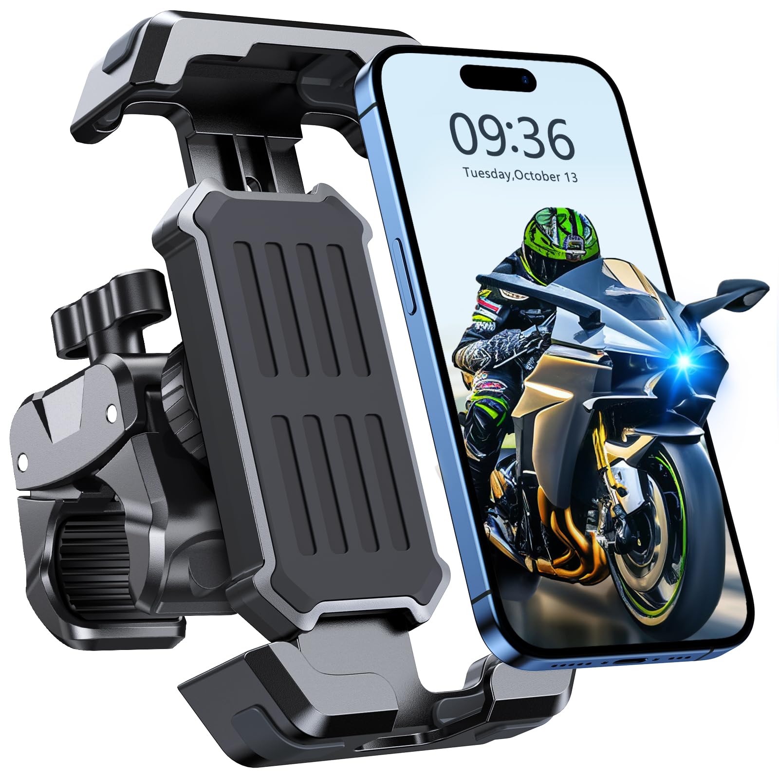 CIRYCASE Handyhalterung Fahrrad, [3s Installieren & Anti-Vibration] Handyhalterung Motorrad, 360° Drehbar & Veredelt Lenkerklemme, Handyhalter Fahrrad Rollentrainerzubehör für 4,7-6,8