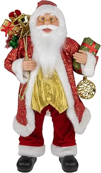 Northlight 24.5" Snazzy Standing Santa Claus Christmas Figure with Ornament and Gifts