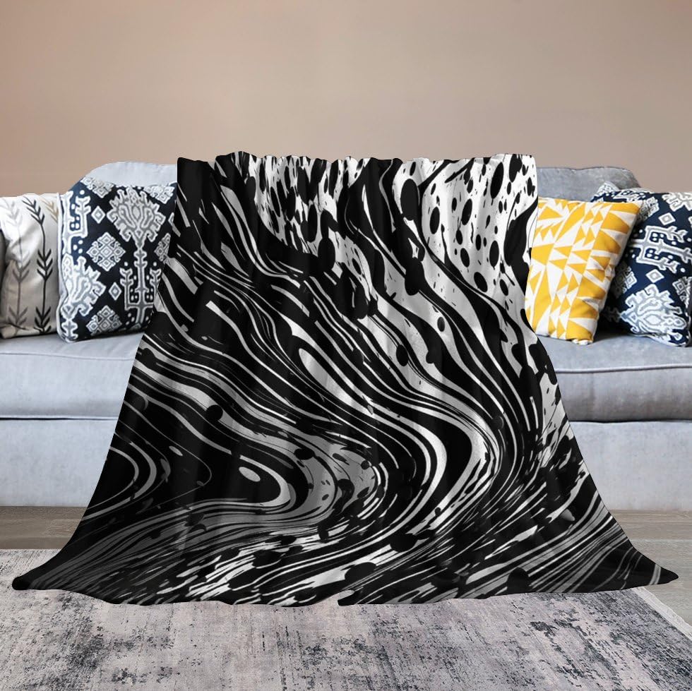 Couverture plaid noir en micro polaire 152x203 cm pour lit et canapé