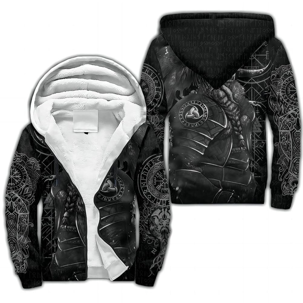 Odin Bluza z kapturem, męska, rog, wegwizor, Yggdrasil, na lato, zimę, kostium Wikingów, Cosplay, ciepła bluza z kapturem, L