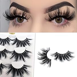 MIKIWI 25mm Lashes, Dramatic 6D Faux Mink Lashes, Fluffy Volume Eyelashes, Thick Crossed Lashes, Long Faux 25mm Mink Lashes (6D4-05)