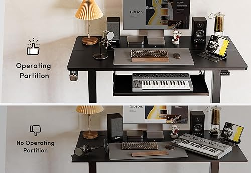 Miniatura 4 de BANTI Escritorio eléctrico de pie ajustable de 48 x 24 pulgadas de altura con bandeja para teclado, escritorio de pie con tablero de empalme, marco