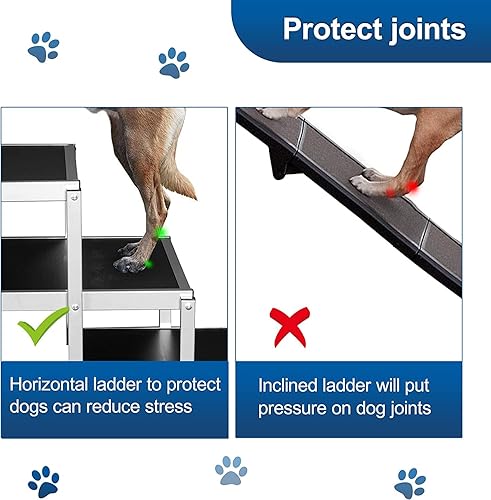 Miniatura 5 de Escalones de coche extra anchos para perros escaleras portátiles de aluminio grandes para camas altas camiones automóviles y SUV rampa de escalera