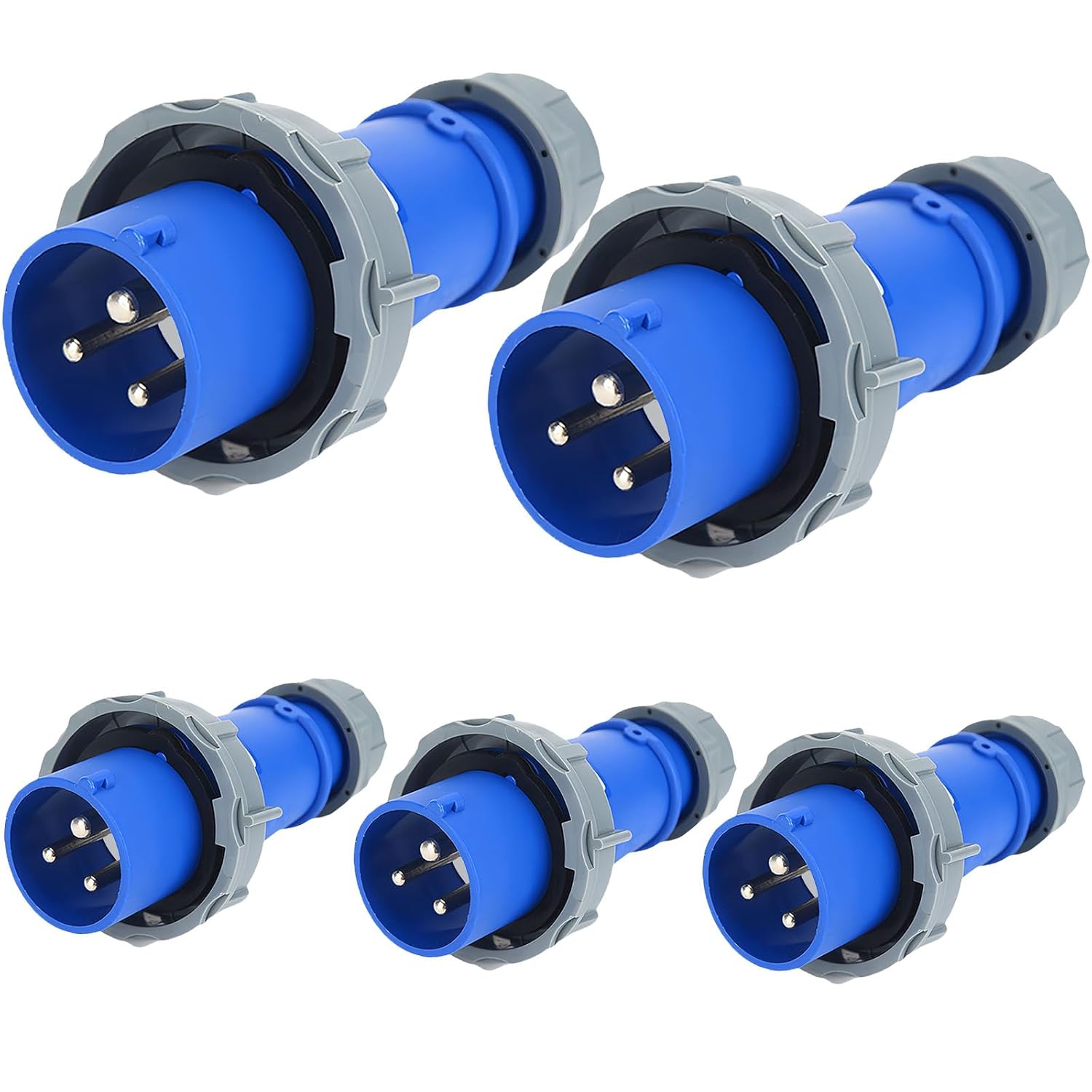 5PCS Industrial Plug and Socket Set - 3P/4P/5Pin Electrical Connector, 16A 32A, IP67 Waterproof, Wall Mounted, 220V 380V, Male & Female (5PCS 32A Plug,3P)
