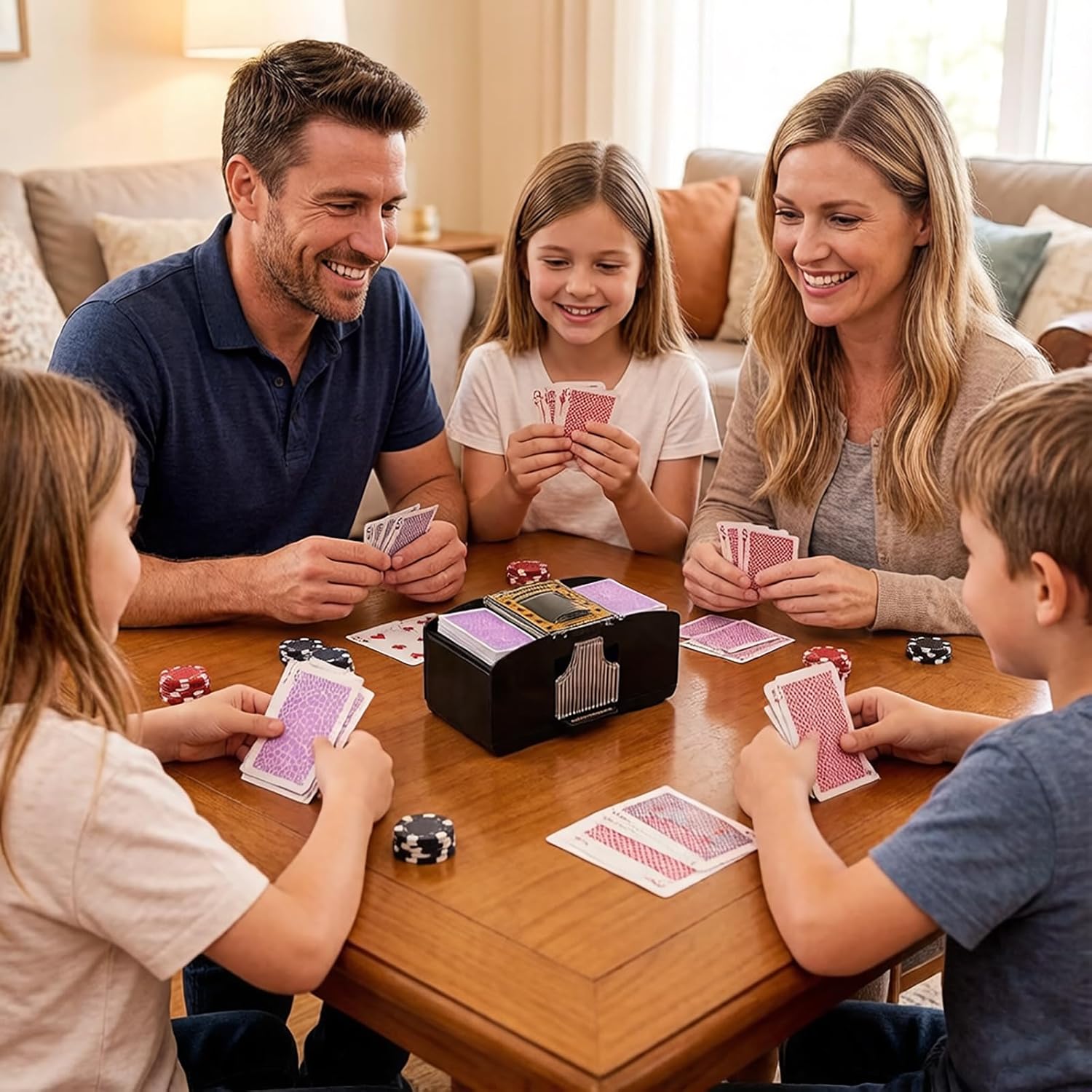 FEIERYA Automatic Card Shuffler 2/1/4/6 Deck,Battery-Operated Electric Poker Shuffler,Playing Card Shuffler for Home Card Game,Travel