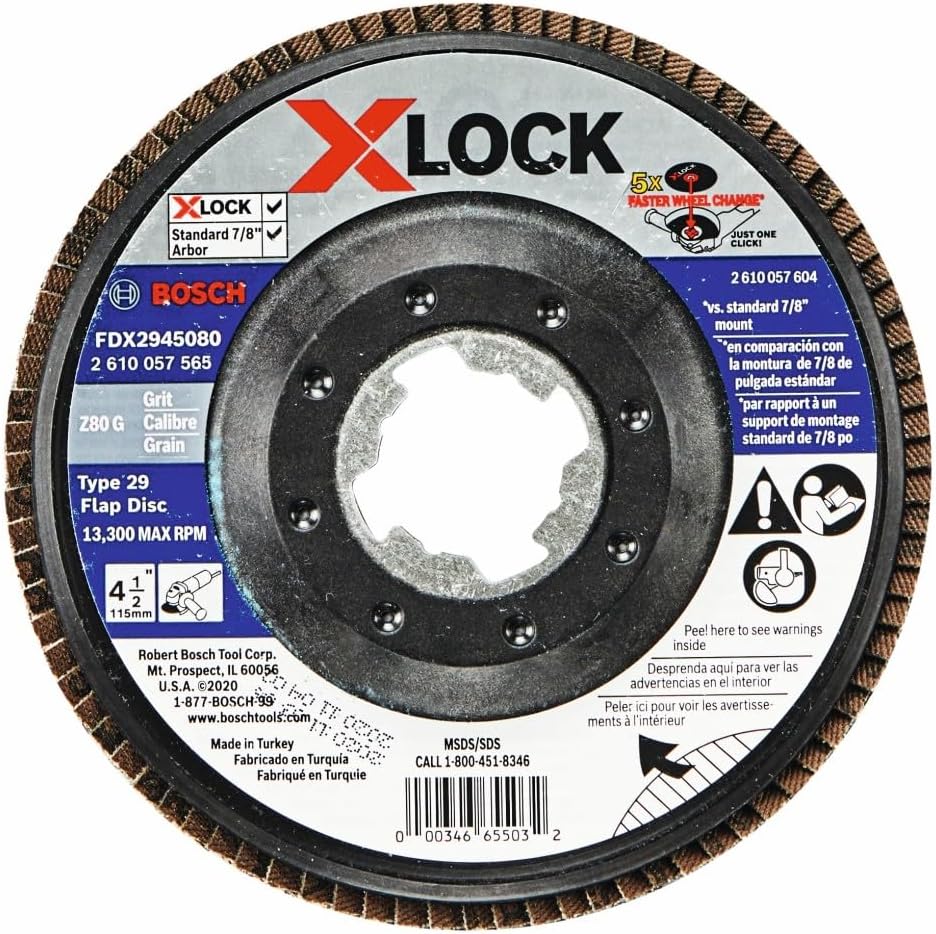 BOSCH FDX2945080-10 4-1/2 in. X-Lock Arbor Type 29 80 Grit Flap Disc