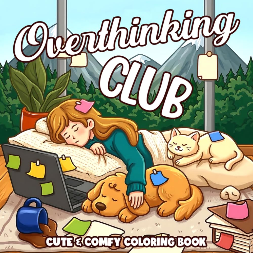 Overthinking Club Coloring Book: Sarcastic Everyday Humor Coloring Pages for All Ages with Funny Quotes and Chaotic Daily Life Scenes to Enjoy Stress Relief