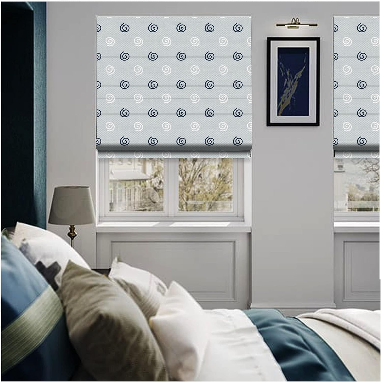 Modern Geometric Pattern Print Scandinavian Roman Shade