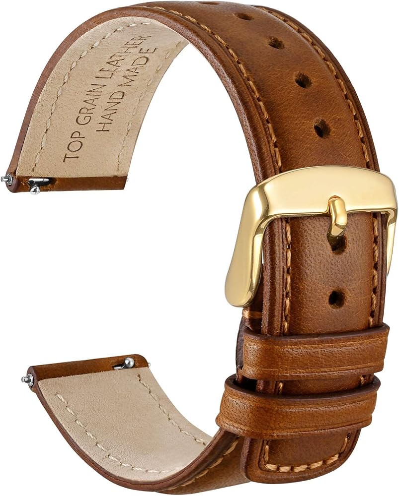 Quick Release Watch Band, Distressed Genuine Leather, Stainless Steel Buckle, Strap Width 18mm 19mm 20mm 22mm 24mm