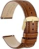 WOCCI Quick Release Watch Strap, Distressed Genuine Leather, Stainless Steel Buckle, Band Width 18mm 19mm 20mm 22mm 24mm