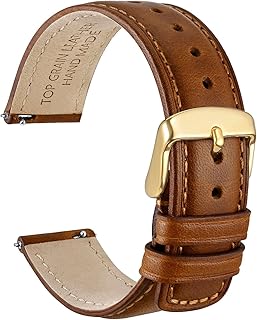 WOCCI Quick Release Watch Band, Distressed Genuine Leather, Stainless Steel Buckle, Strap Width 18mm 19mm 20mm 22mm 24mm