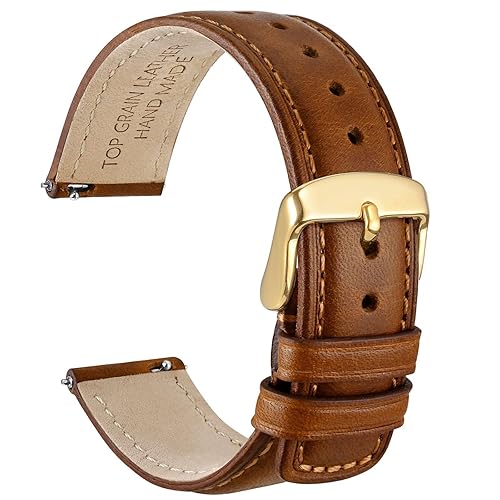 WOCCI Quick Release Watch Band, Distressed Genuine Leather, Stainless Steel