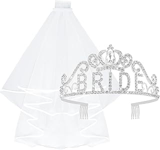 Bride Rhinestone Crown & Wedding Veil Set: Ideal for Wedding, Engagement Party and Every Bridal Celebration