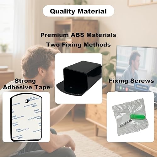 Vista 4 de Soporte remoto de pared, soporte de pared para TV AC, autoadhesivo y tornillos, soporte de pared remoto para montaje en pared, organizador remoto