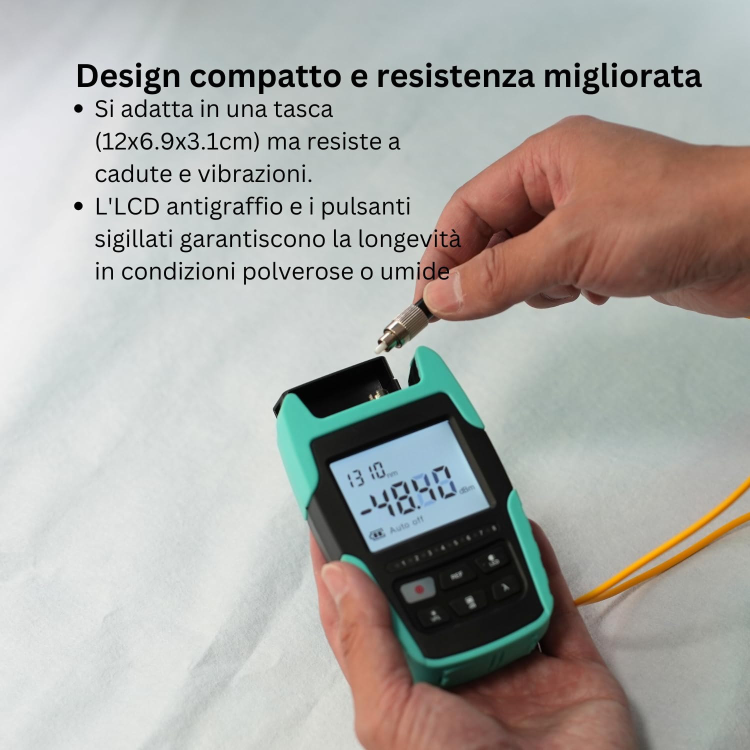 TM530 Tester per fibra ottica Misuratore di potenza ottico 4-in-1 con batteria ricaricabile, power meter fibra ottica multifunzionale con localizzatore visivo dotato di VFL RJ45 luce LED