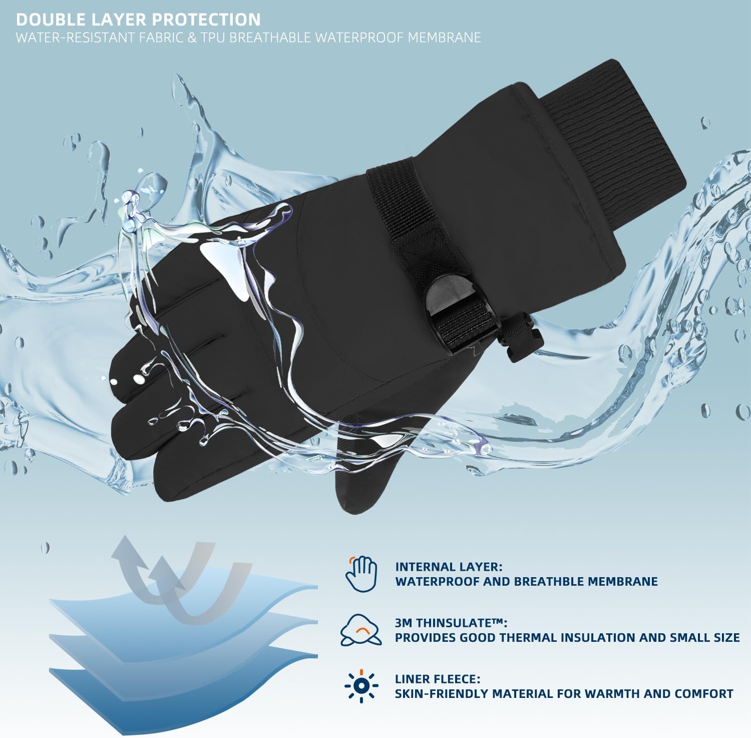 AMYIPO Kids Winter Snow Ski Gloves Children Snowboard Gloves for Boys Girls - Image 4