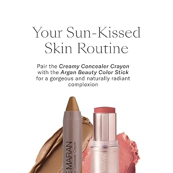 Josie Maran Argan Cream Concealer Crayon - Blemish & Under Eye Concealer Stick - Hydrating Luminous Finish with Buildable Coverage - Non-Comedogenic, Creaseless & Non-Cakey Formula - Dark 1 (0.1 oz)
