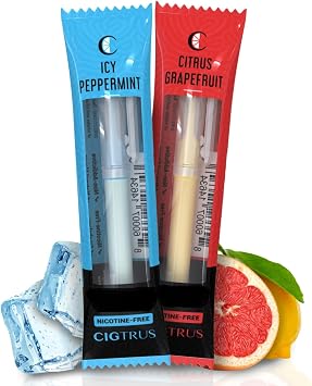 Cigtrus Smokeless Air Inhaler - Tobacco-Free, Nicotine-Free, Non-Electric | Oral Fixation Relief Aid | Habit Replacing Breathing Stick | 2 Pack Grapefruit & ICY Peppermint