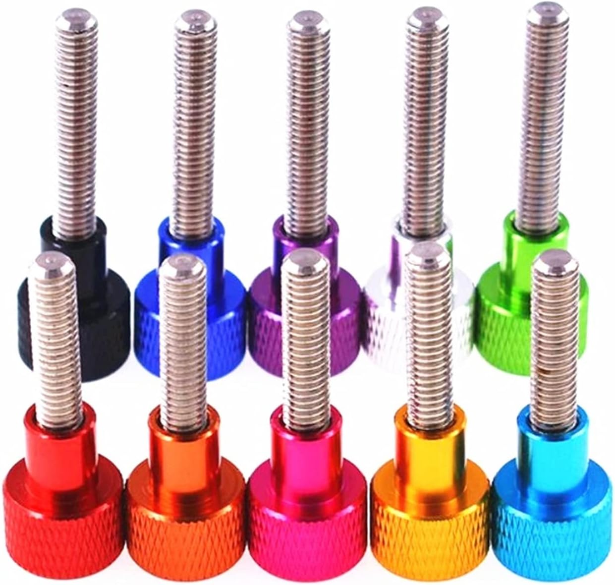 5pcs Thumb Screws Aluminum -Colour Screw M6 Aluminum Alloy Knurled Head Stainless Steel Hand Screw Tighten (Color : Green, Size : M6x60)