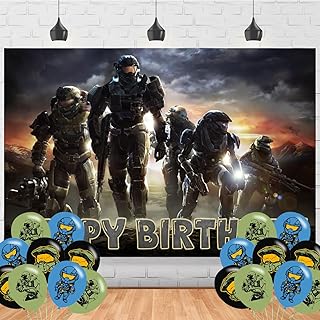 𝓗𝓪𝓵𝓸 Game Backdrop Birthday Banner for The Master Chief Birthday Party Supplies The Master Chief Photograph Background Photo Booth 5x3ft