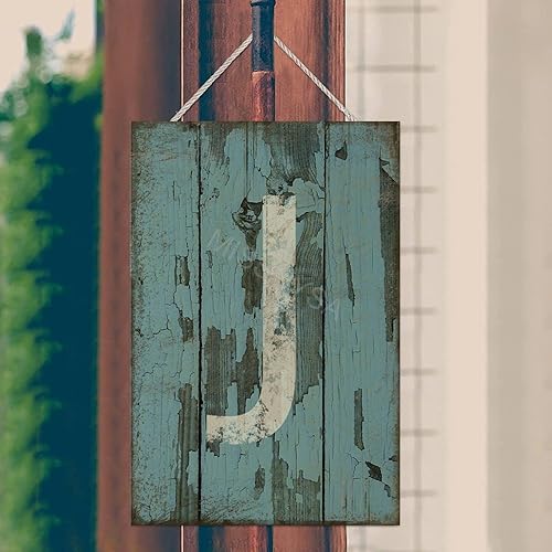 Vista 278 de Letrero colgante de madera con letra A, letrero de madera, decoración del hogar, 26 letras del alfabeto de metal, placa de madera, decoración
