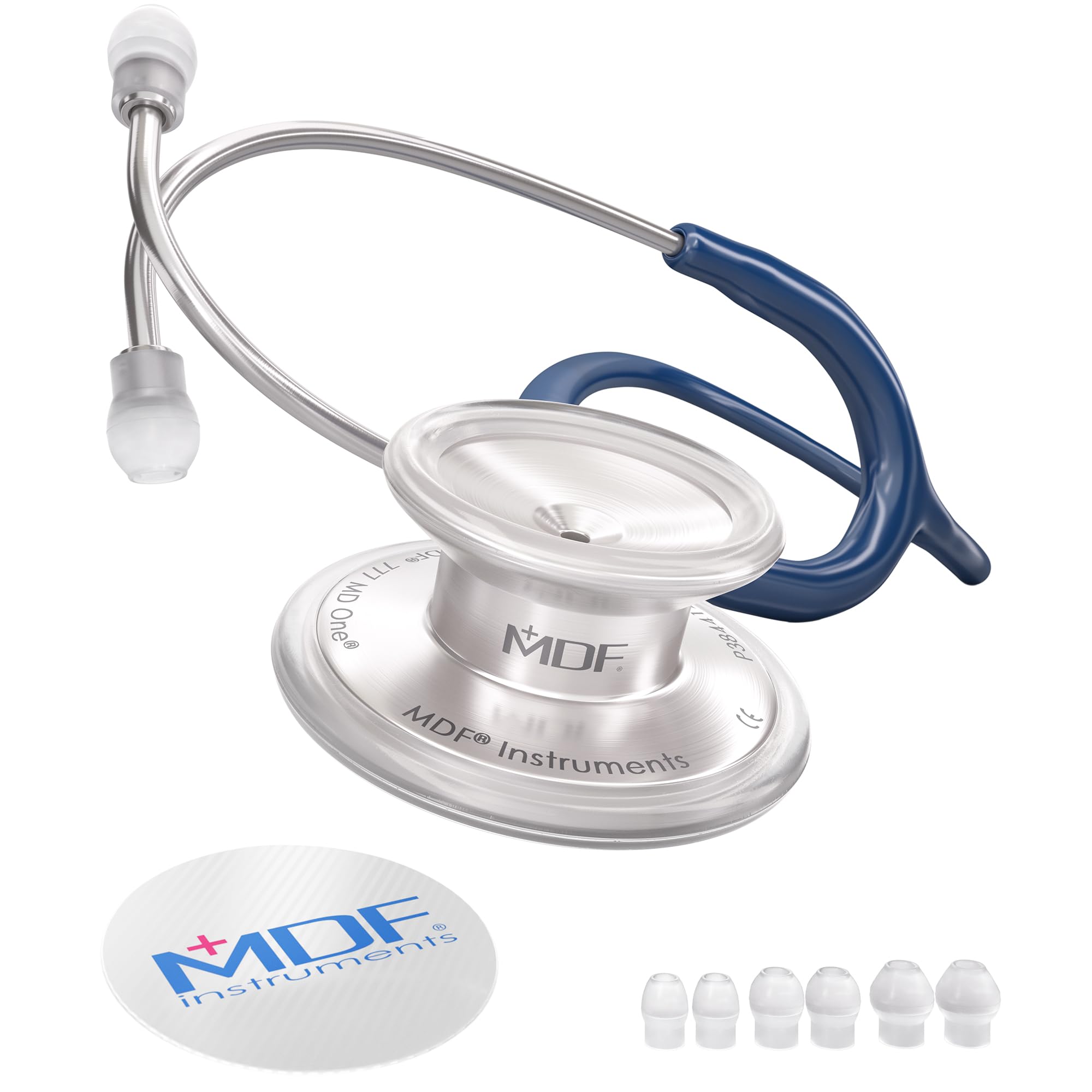 MDF Instruments MD One Estetoscopio doble cabeza de acero inoxidable - GarantÌa de por vida & Programa-piezas-gratuitas-de-por-vida MDF77704 (Azul Marino)