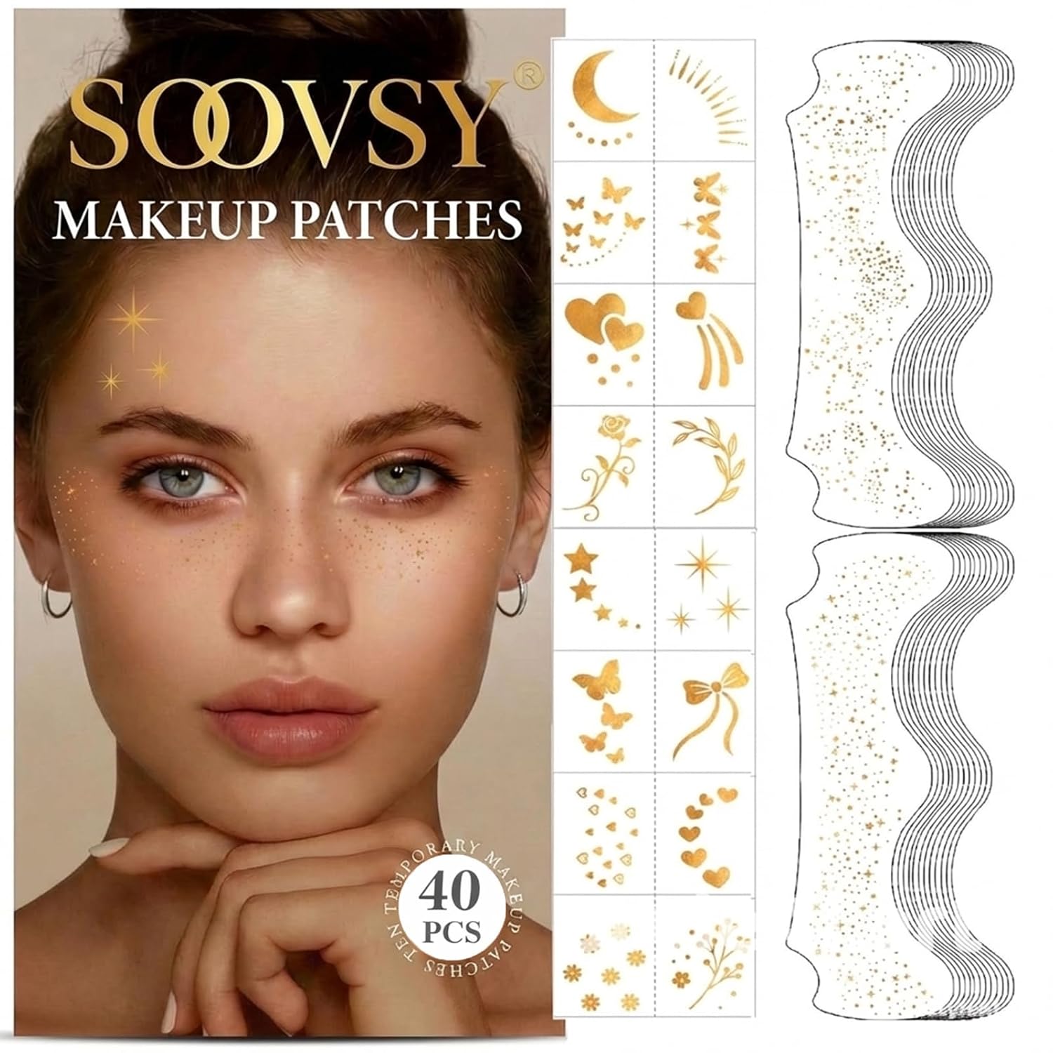 Glitter Freckles Temporary Tattoos – Gold Sparkle Face Art