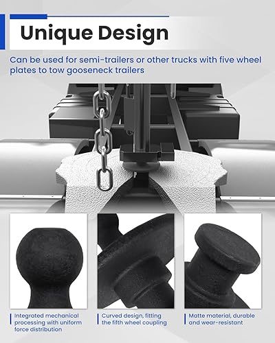 Miniatura 8 de Mepareri Adaptador de quinta rueda a cuello de cisne, adaptador de bola Kingpin a cuello de cisne para tractor o remolque, quinta rueda, 30,000
