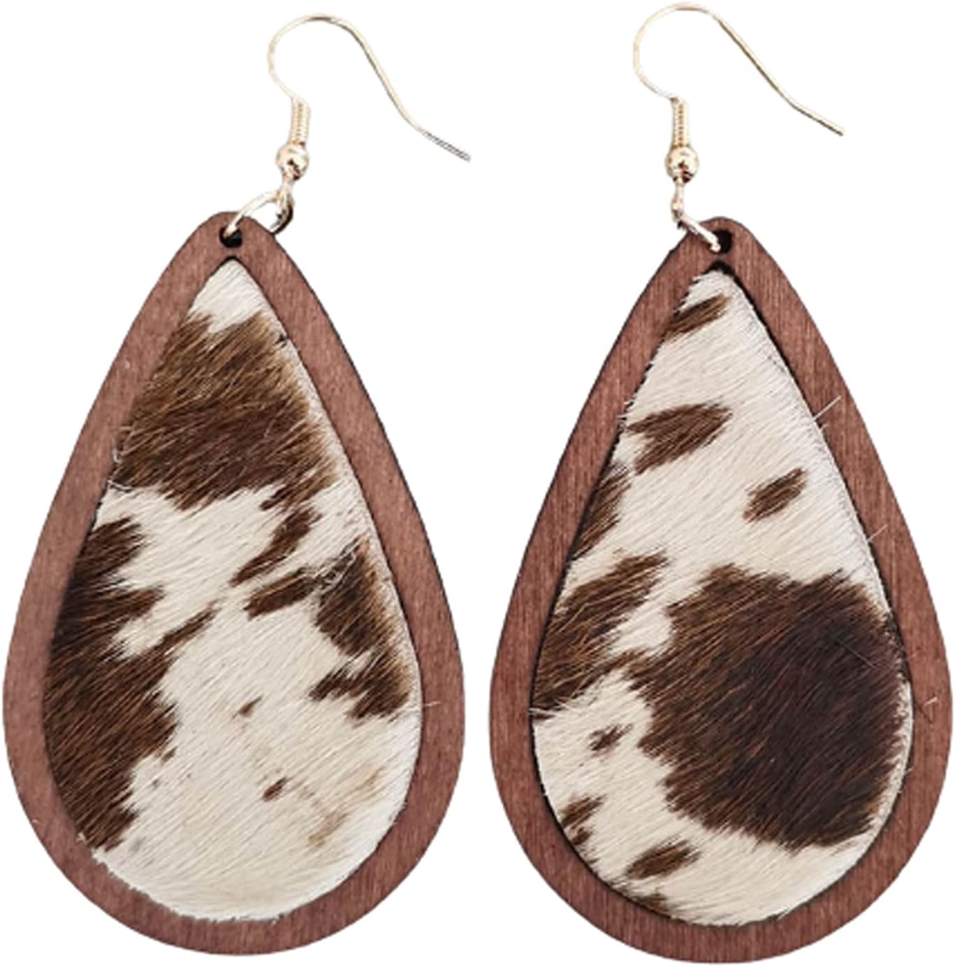 Bohemia Cow Leopard Print Dangle Drop Earrings Lightweight Leather