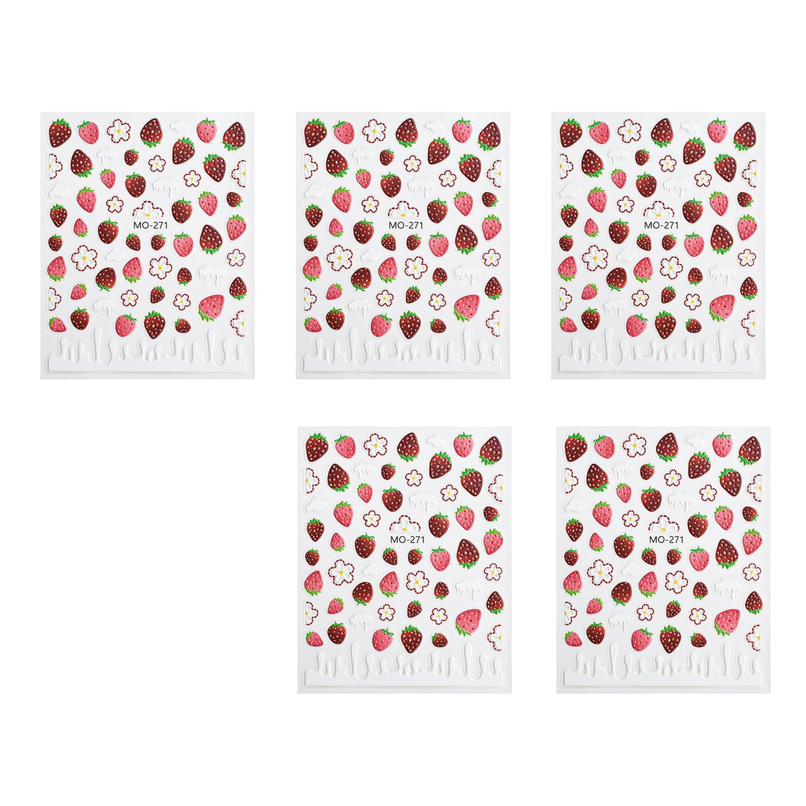 5pcs Themed Nails Decals with Fruit Patterns Apply Nails Stickers for Sensitive Skin Fruit Stickers