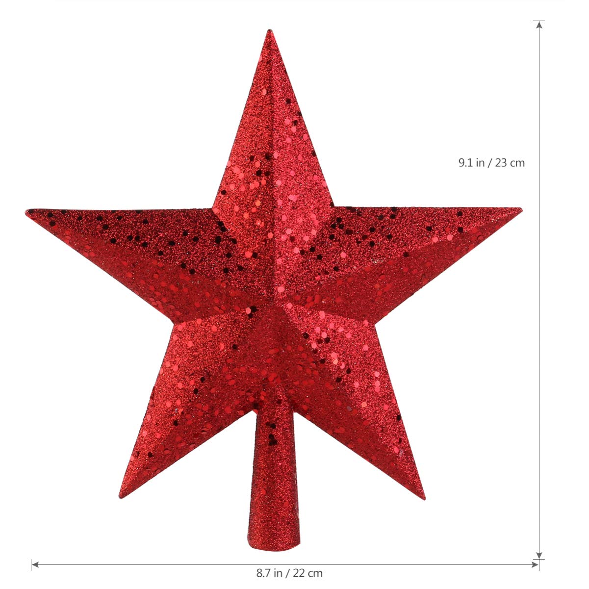 Nicexmas Christmas Tree Top Star Topper Star Tree Ornament Red (23 cm) Rot (11.5cm) - Image 3