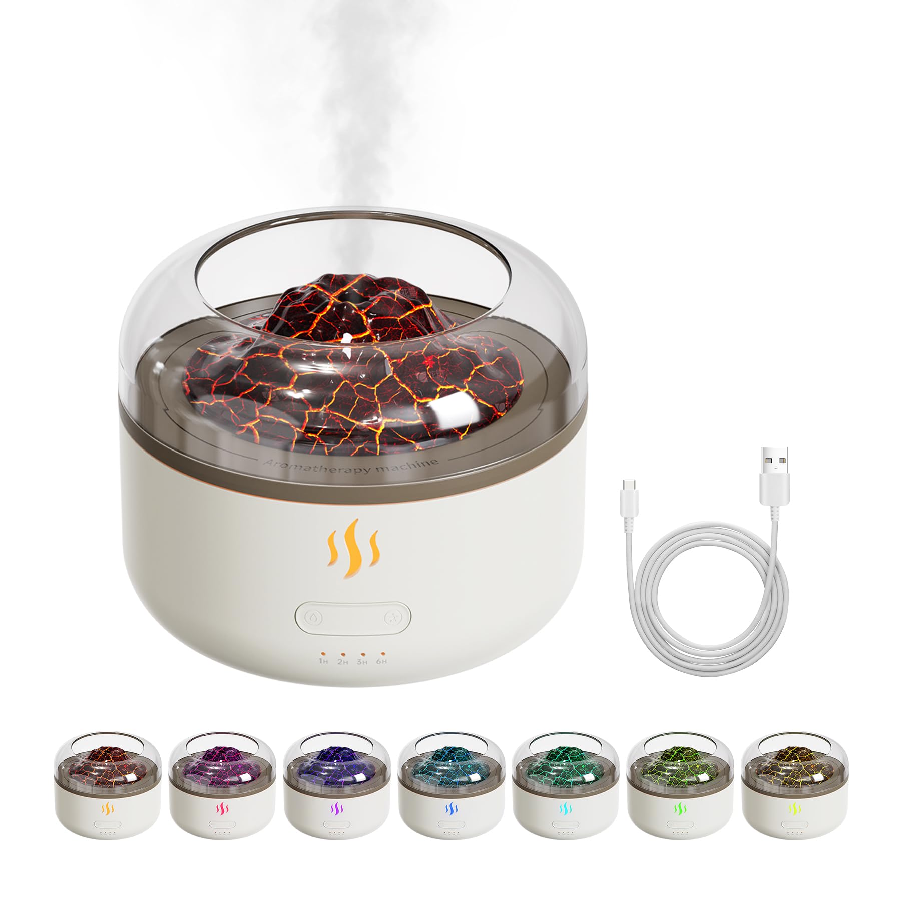Rican Diffusori per aromaterapia, diffusore di aromi, diffusore di oli essenziali da 160 ml, umidificatore, senza acqua, protezione automatica per casa, ufficio, auto e yoga, bianco