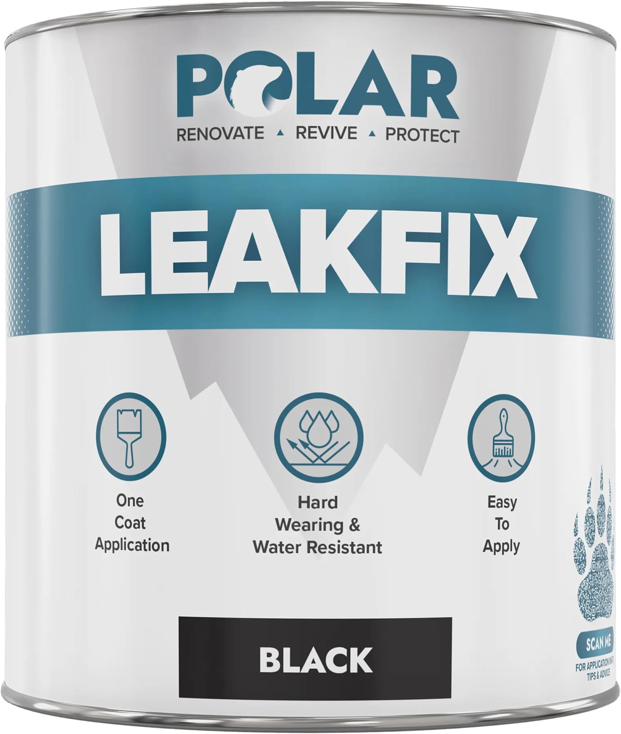Polar Leak Seal Paint - 500ml, Black - Waterproof Roof Sealant for Leaks & Cracks - Seals and Protects Roofs, Gutters, & Drainpipes from UV Damage - Easy One Coat Application
