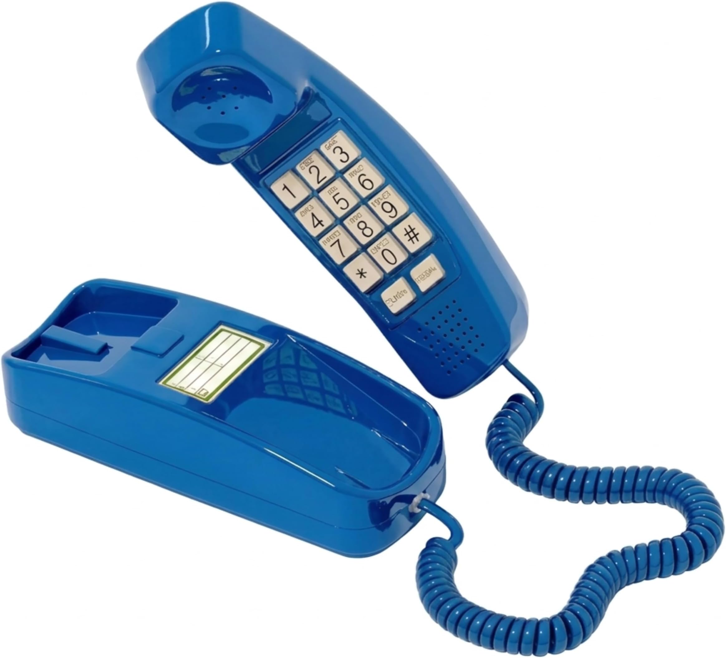 iSoHo Landline Phone – Retro Trimline Corded Phone Big Buttons & Backlit Keypad, Redial/Mute, Wall‑Mount or Desk Push‑Button Tone Dialing - It Slips Into Your Space with Quiet Confidence Classic Blue