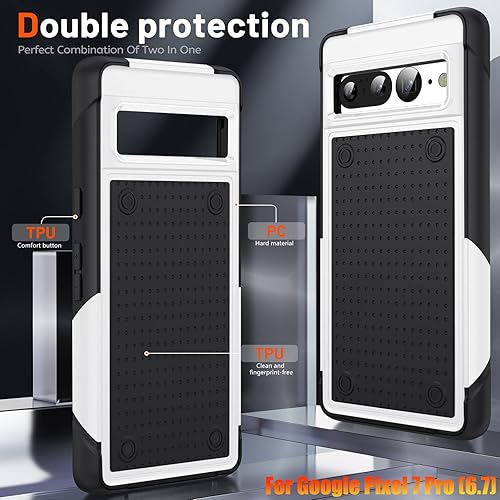 Miniatura 5 de Funda resistente para Google Pixel 7 Pro de 6.7 pulgadas, 4 esquinas con bolsas de aire protección contra caídas de 12 pies, agarre texturizado
