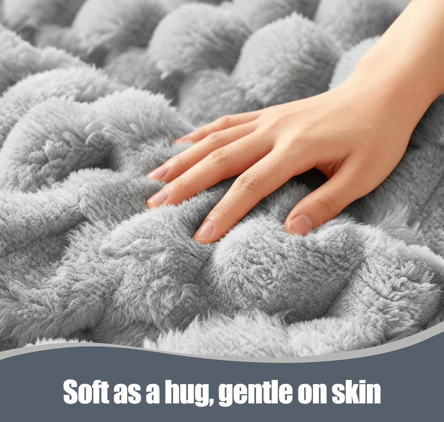 Heated Blanket Throw 50" x 60" Soft Ribbed Faux Fur Flannel Fast Heating 12 Heat Levels 1–12H Timer & Overheat Protection & Auto Shut-Off & ETL FCC & Machine Washable Heated Throw - Image 5