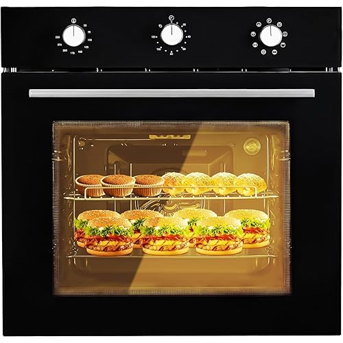 24" Single Wall Oven, 2.5 Cu.Ft Built-in Electric Single Wall Ovens with Mechanical Knobs, Double-Layered Glass Door, 5 Cooking Functions, 3000W 240V Ideal for Kitchen Oven