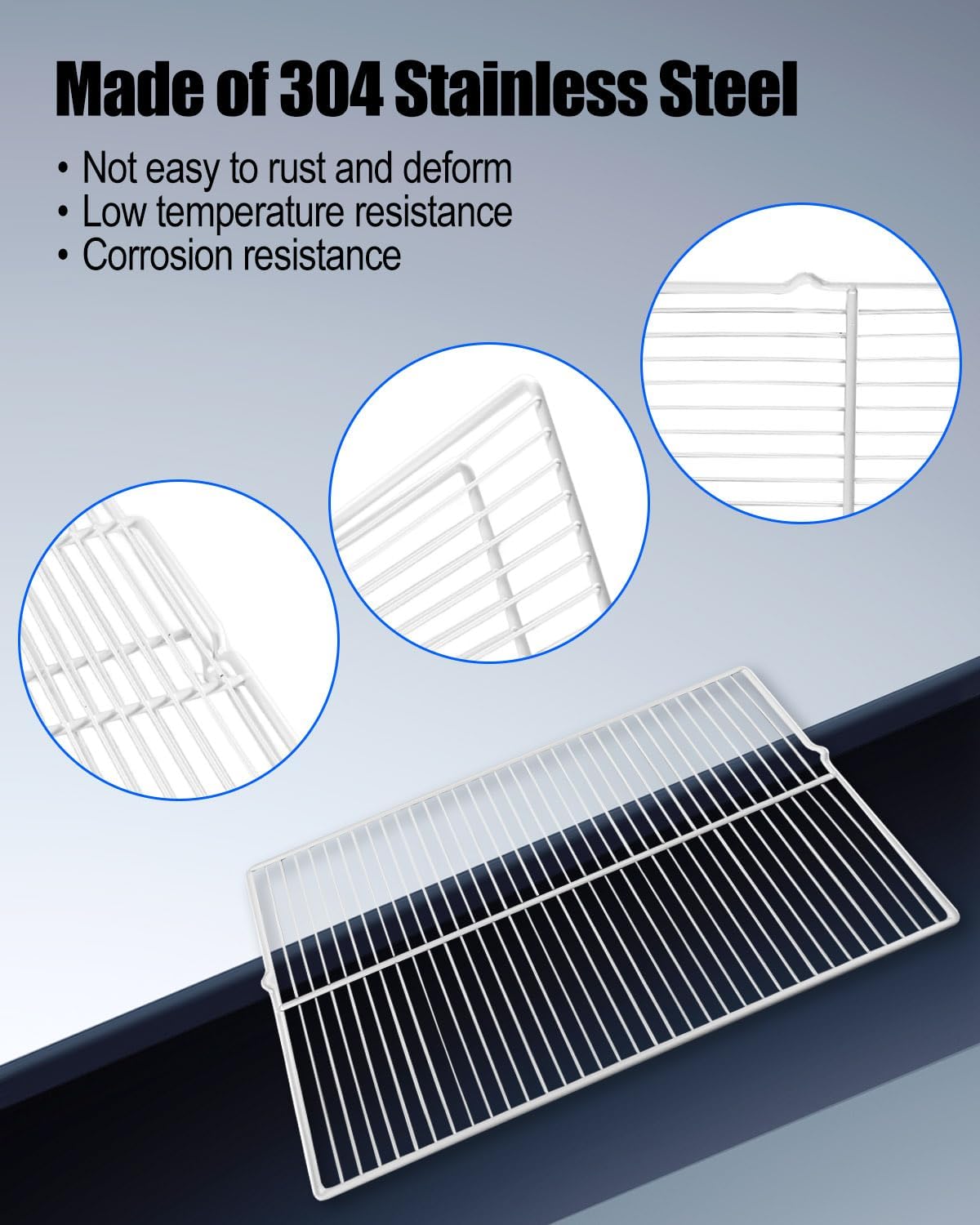 240360908 Refrigerator Wire Shelf (2 Pack) 25.4" x 16.5" Fit for Frigidaire Kenmore Replace 240360901 240360905 3189137, 304 Stainless Steel