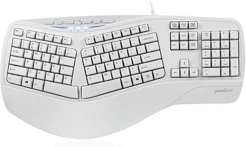 Miniatura 10 de Perixx PERIBOARD-312 Teclado ergonómico retroiluminado - USB con cable con 2 concentradores - Diseño ergonómico natural dividido - LED blanco - Negro