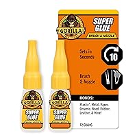 Vista 10 de Gorilla Super Glue Brush & Nozzle - Pegamento con cepillo y aplicador de boquilla,12 gramos, transparente (paquete de 1 unidad).