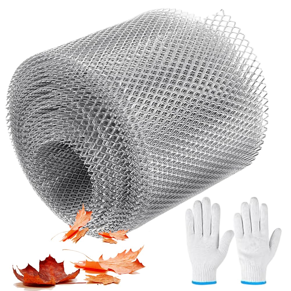 Ochrona rynny dachowej, ochrona przed liśćmi – 12,7 cm x 600 cm, kratka ochronna do rynien dachowych, aluminiowa kratka do rynny dachowej, do samodzielnego wykonania, ochrona rynny